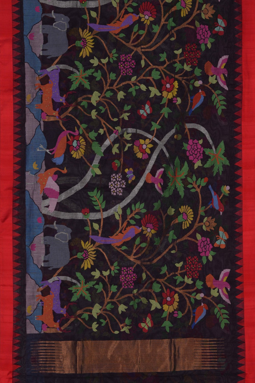 Image of Uppada Cotton Black Saree